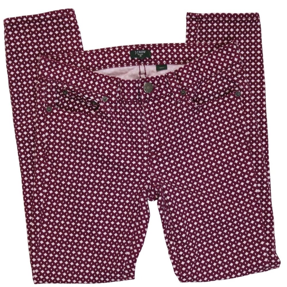 J. Crew Burgundy Geometric Print Skinny Jeans